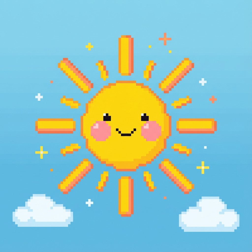 Free Happy Pixel Sun Image - Sun, Pixel, Kawaii | Download at StockCake