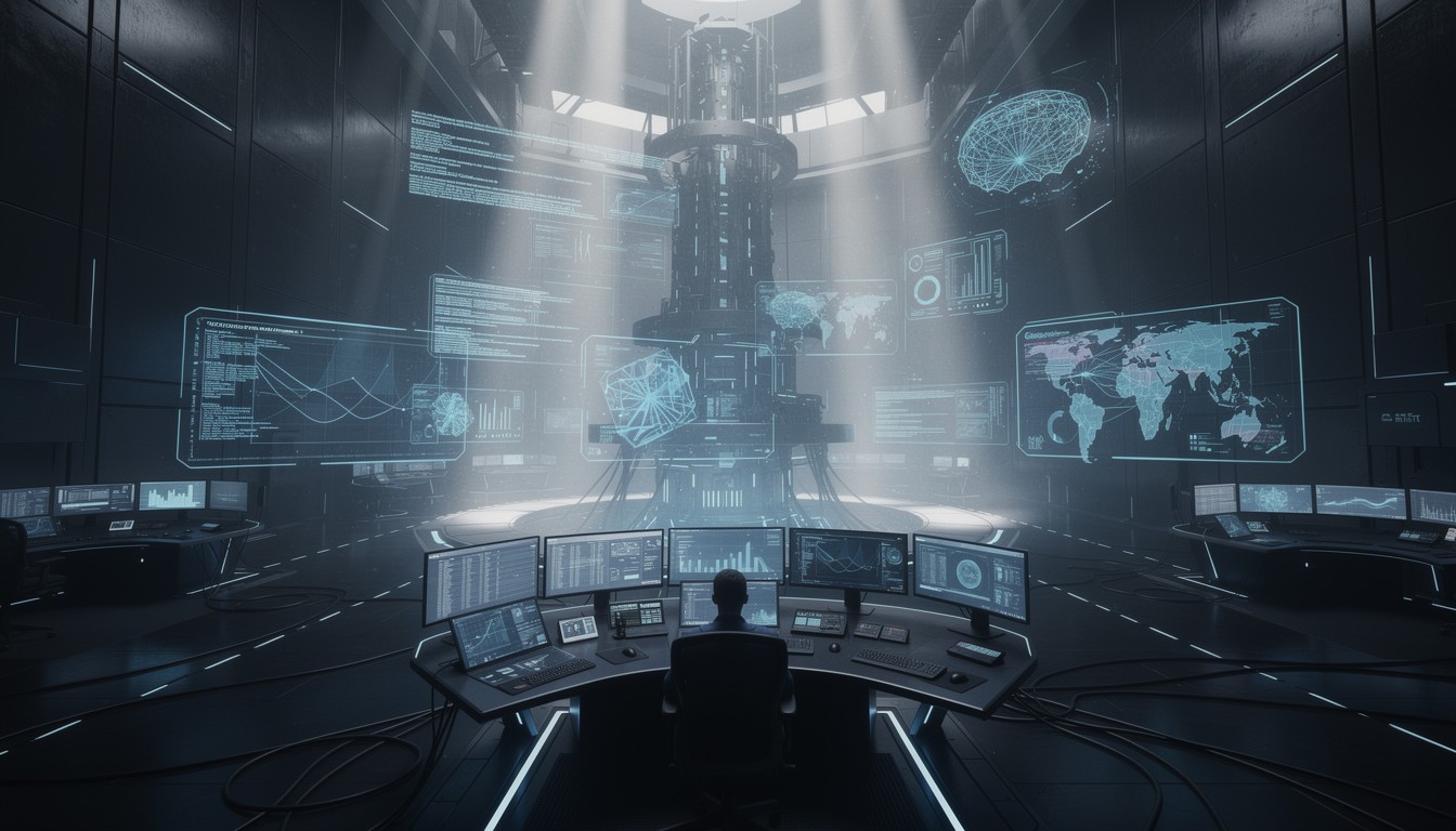 Free AI Command Center Image - Futuristic, Technology, Holographic ...