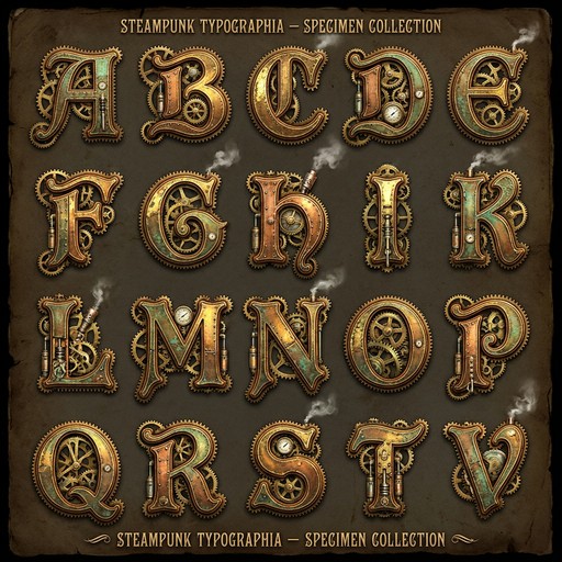 Free Steampunk Alphabet Art Image - Steampunk, Alphabet, Letters ...