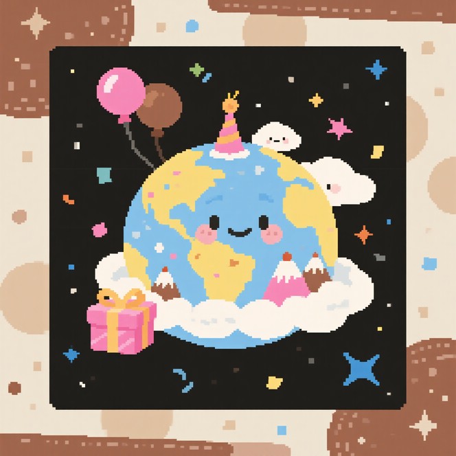 Free Pixel Cake Planet Image - Kawaii, Pixel, Birthday | Download at ...