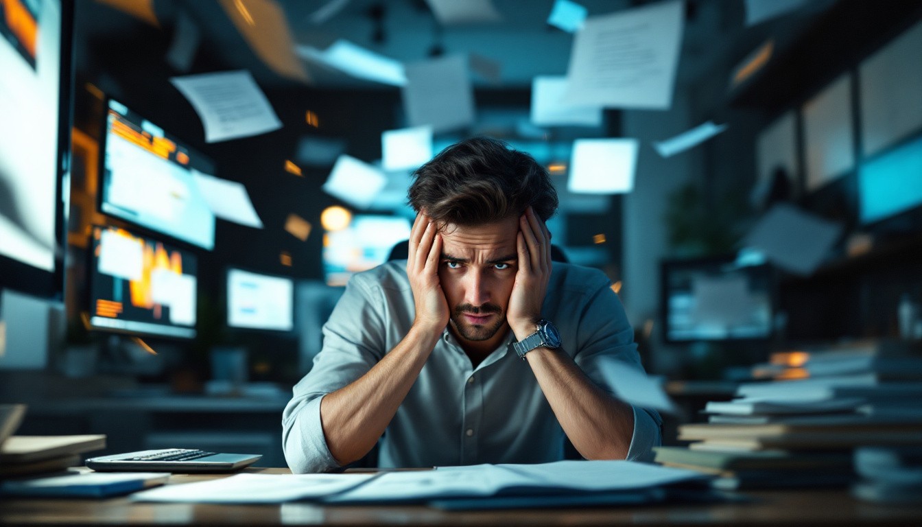 Free Drowning In Deadlines Photo Stress Overwhelm Workspace