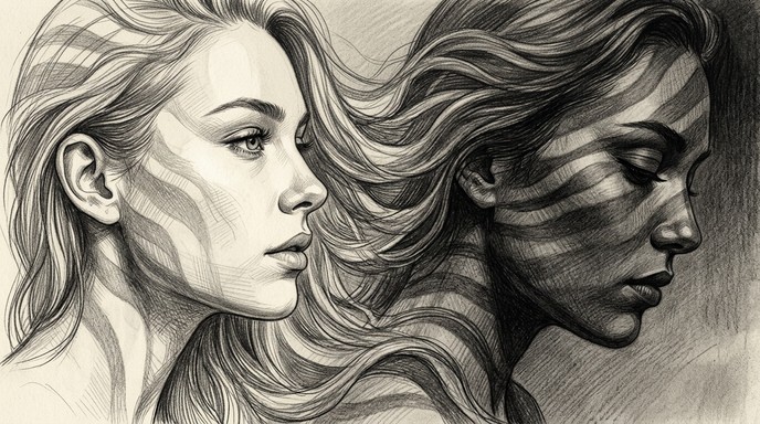 Duality Draw Free Dual Portrait Sketch Image - Graphite, Portrait, Sketch | Download ...