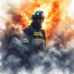 Free Firefighter Through Smoke Image - Firefighter, Hero, Watercolor ...