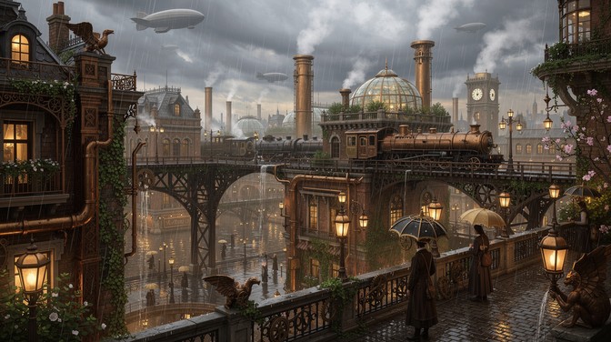 Free Steampunk Rain City Image - Steampunk, Victorian, Cityscape ...