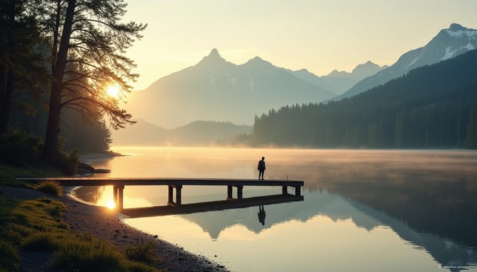Free Misty Mountain Dawn Image - Sunrise, Mountains, Lake | Download at ...