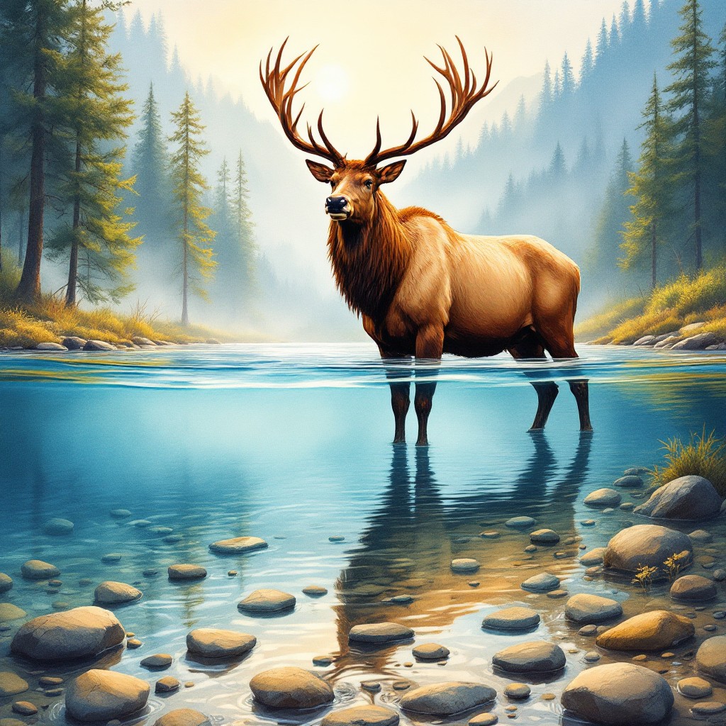 Free Majestic Elk Crossing Image - Elk, Antlers, Watercolor | Download ...