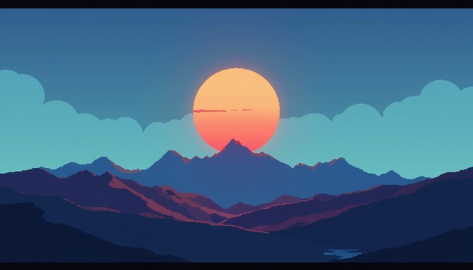 Free Pixelated Mountain Sunset Image | Download at StockCake
