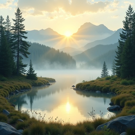 Free Misty Mountain Dawn Image - Sunrise, Mountains, Lake | Download at ...