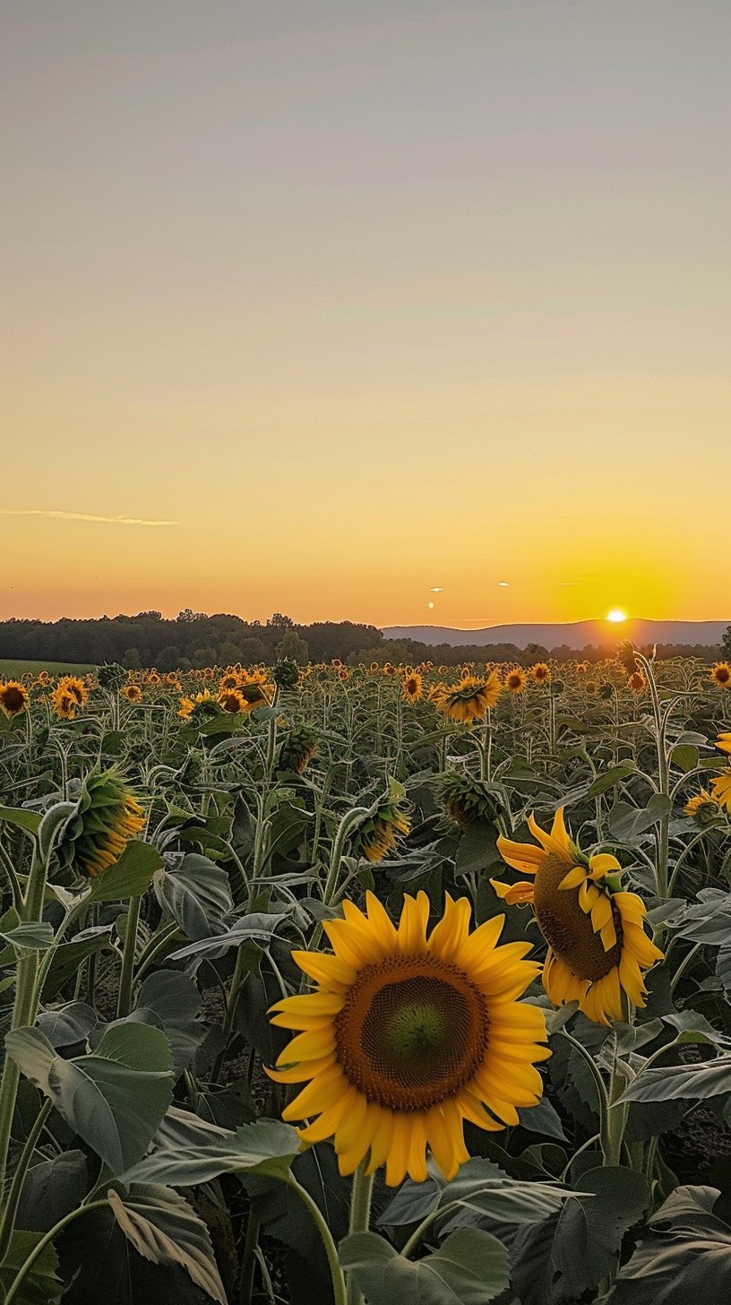 Free Sunflower Sunset Serenity Image - Sunflower, Sunset, Field ...