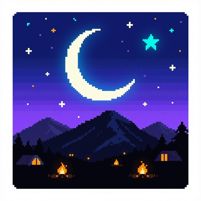 Free Moonlit Pixel Peaks Image - Pixel, Moon, Mountains | Download at ...