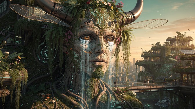 Solarpunk Vision Free Living Ancient Wisdom Image - Solarpunk, Futuristic, Nature ...