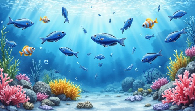 Free Azure Aquatic Symphony Image - Watercolor, Fish, Aquarium ...