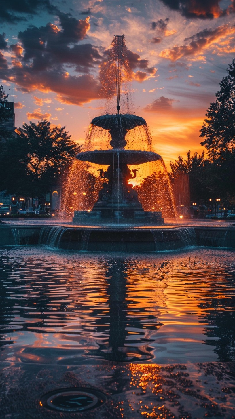 Free Sunset Fountain Serenity Image - Sunset, Fountain, Serenity ...