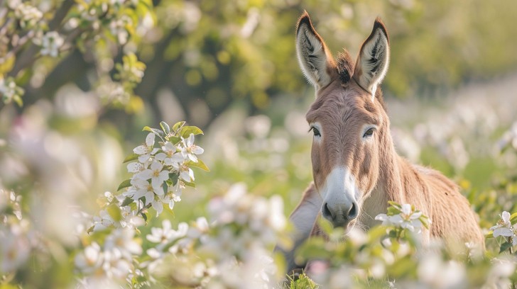 Spring Donkey Free Donkey Among Blossoms Image - Donkey, Blossoms, Nature | Download ...