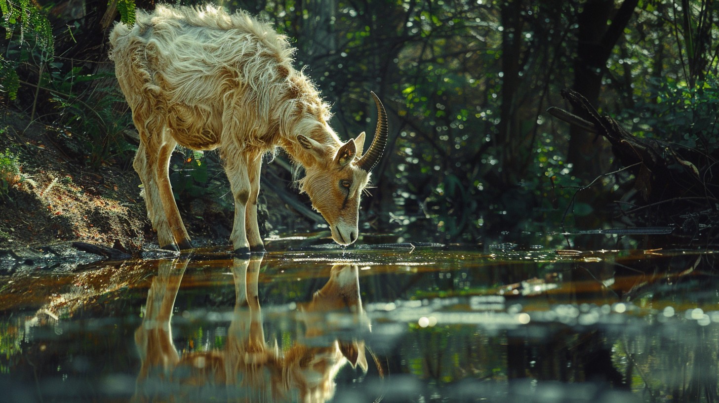 Free Goat Quenches Thirst Image - Goat, Forest, Water | Download at ...