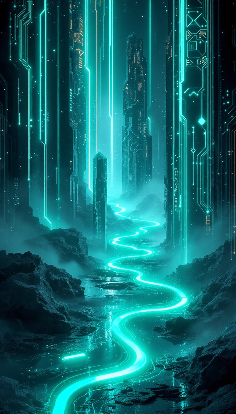 Free Neon River Flows Image - Cyberpunk, Neon, Turquoise | Download at ...