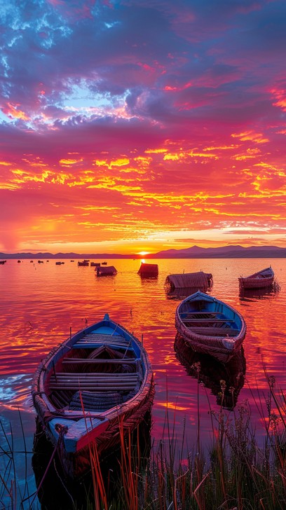 Free Sunset Lake Boats Image - Sunset, Lake, Boats | Download at StockCake
