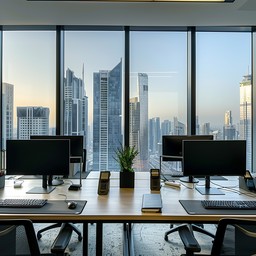 Free Urban Office View Image - Office, Cityscape, Monitors | Download ...