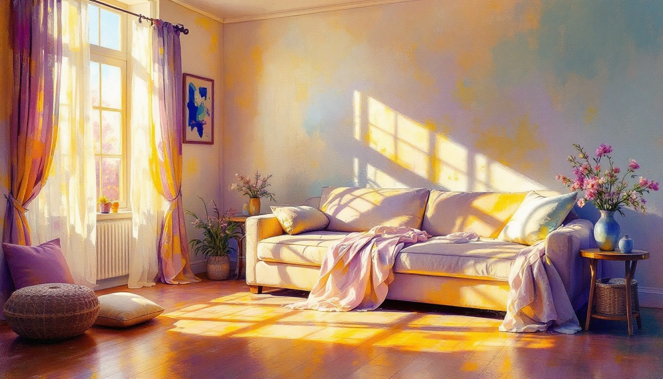 Free Sunlit Living Room Image - Impressionist, Painting, Sunlight ...