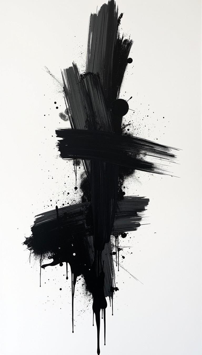 Free Vertical Ink Cascade Image - Abstract, Minimalist, Monochrome ...