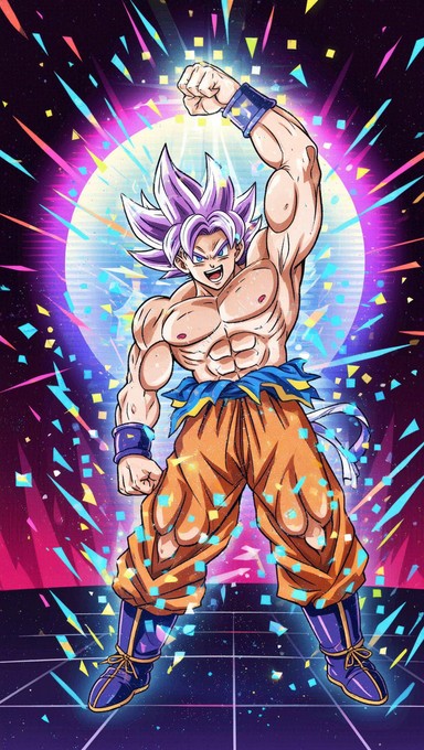 Muscular anime character demonstrates ultimate strength with glowing ...