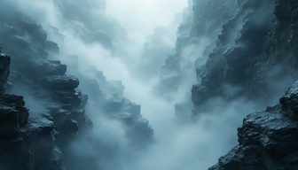 Mountain Chasm With Rushing Rive Free Misty Mountain Chasm Image - Fog, Mist, Chasm | Download at StockCake