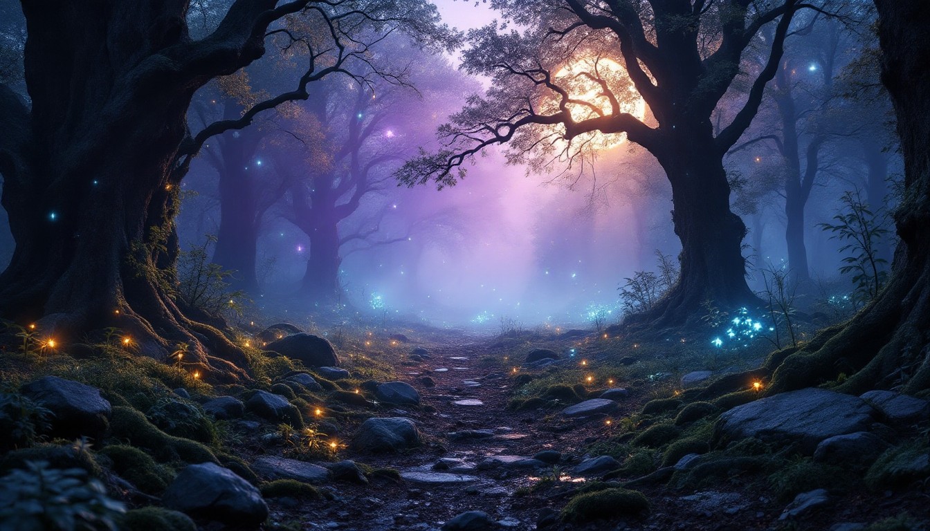 Free Enchanted Forest Path Image - Forest, Moonlight, Magical ...