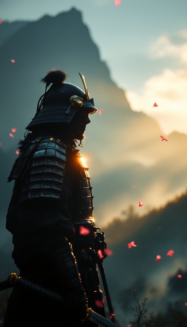 Download Dawn Warrior Silhouette Image - Samurai, Dawn, Sakura | StockCake