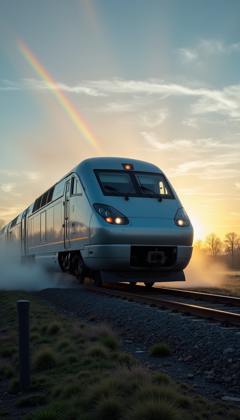Free Rainbow Railway Journey Image - Train, Rainbow, Sunrise | Download ...