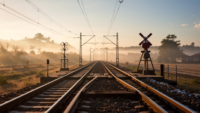 Rail Track Scene Free Vintage Railway Morning Image - Railway, Railroad, Tracks ...