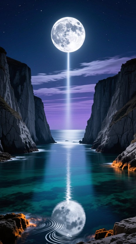 Moonlight Catching Free Moonlight Between Cliffs Image - Moon, Reflection, Cliffs ...