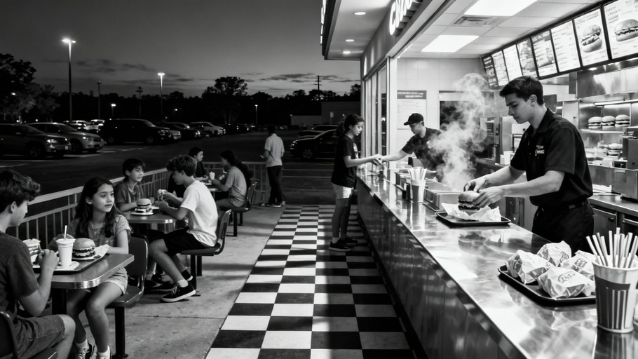 Free Nighttime Fast Food Image - Monochrome, Restaurant, Diner ...