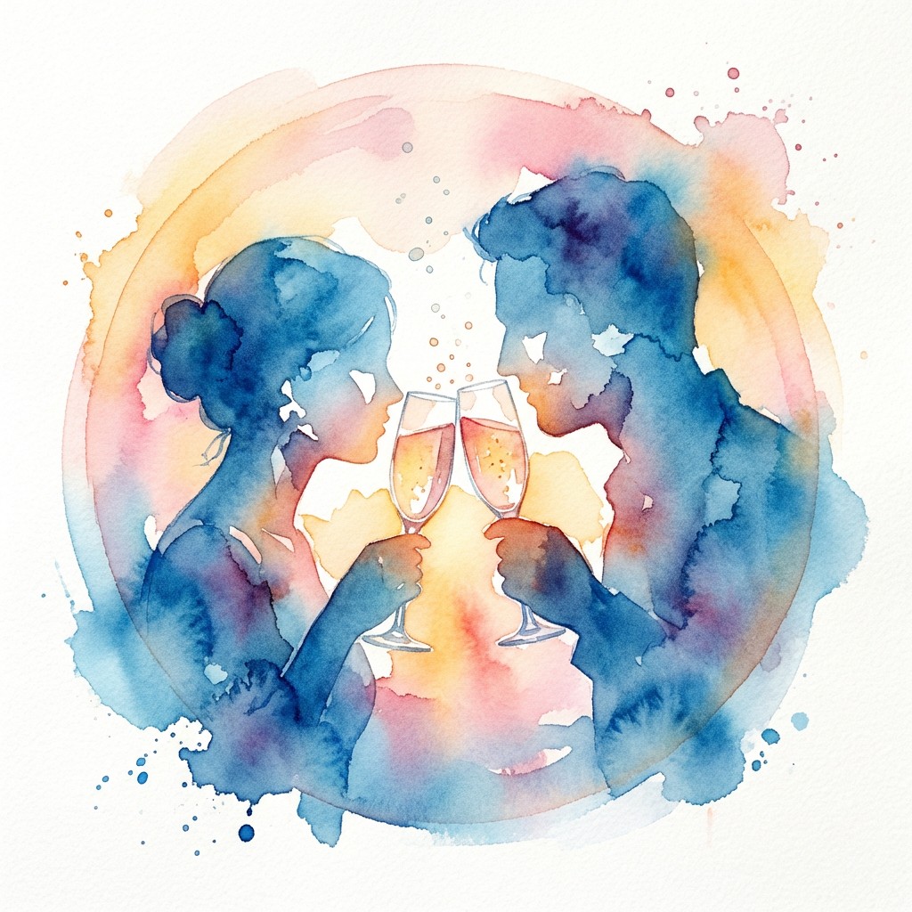 Free Romantic Toast Together Image - Watercolor, Couple, Romance ...