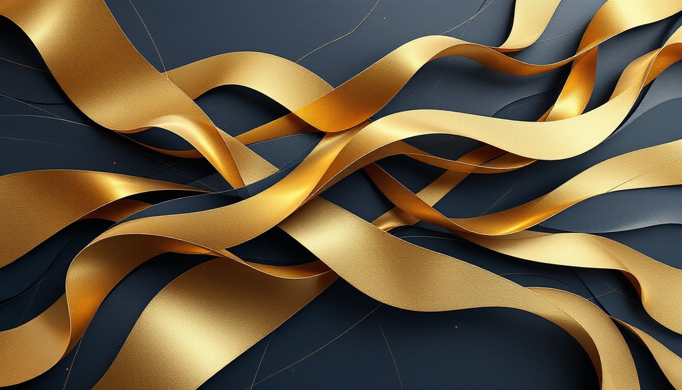 Wave Gold Ribbon Design Free Elegant Gold Waves Image - Gold, Navy, Ribbons | Download at StockCake
