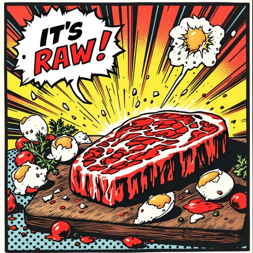 Free Raw Steak Drama Image - Steak, Popart, Comic | Download at StockCake