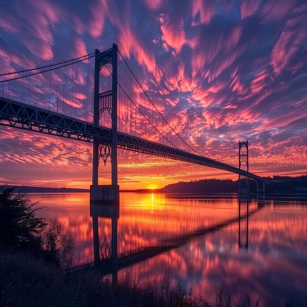 Free Sunset Bridge Reflection Image - Sunset, Bridge, Reflection ...