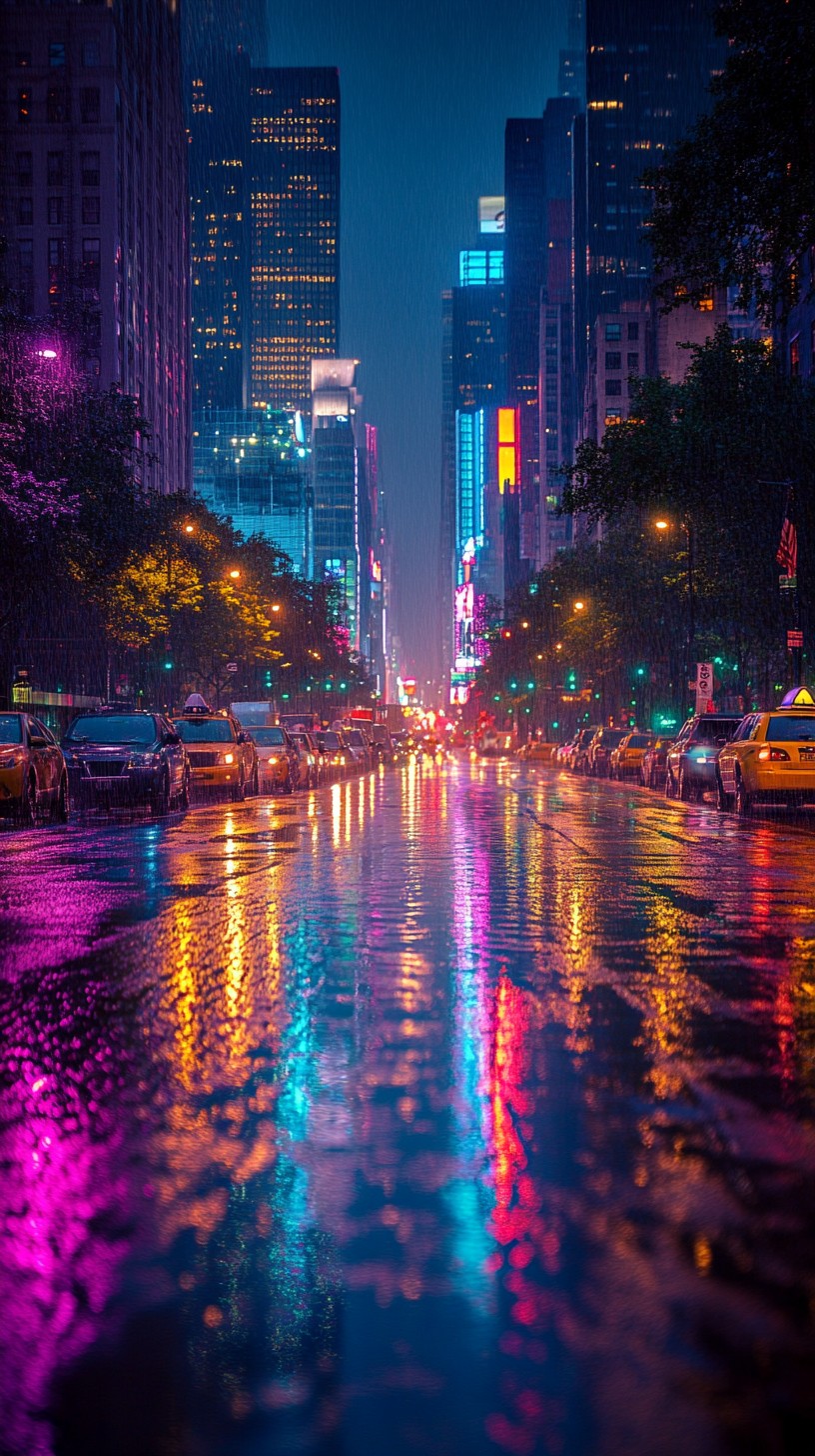 Free Rainy city night Image - City, Night, Neon | Download at StockCake