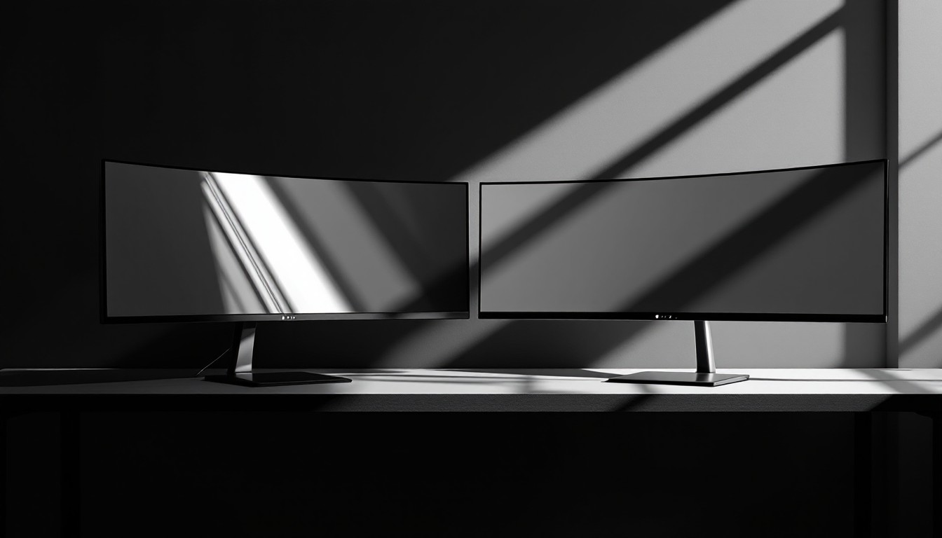 Free Dual Display Elegance Image - Minimal, Workspace, Monitors ...