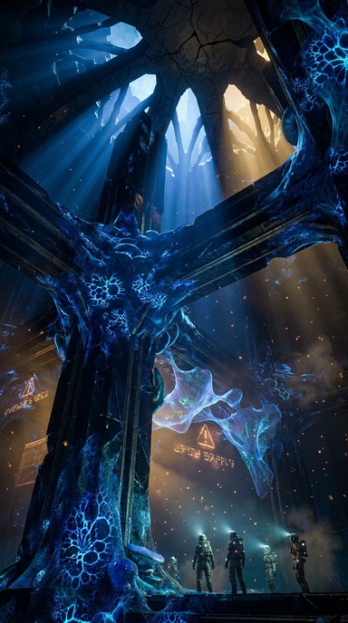 Free Glowing Alien Ruins Image - Alien, Megastructure, Bioluminescent ...