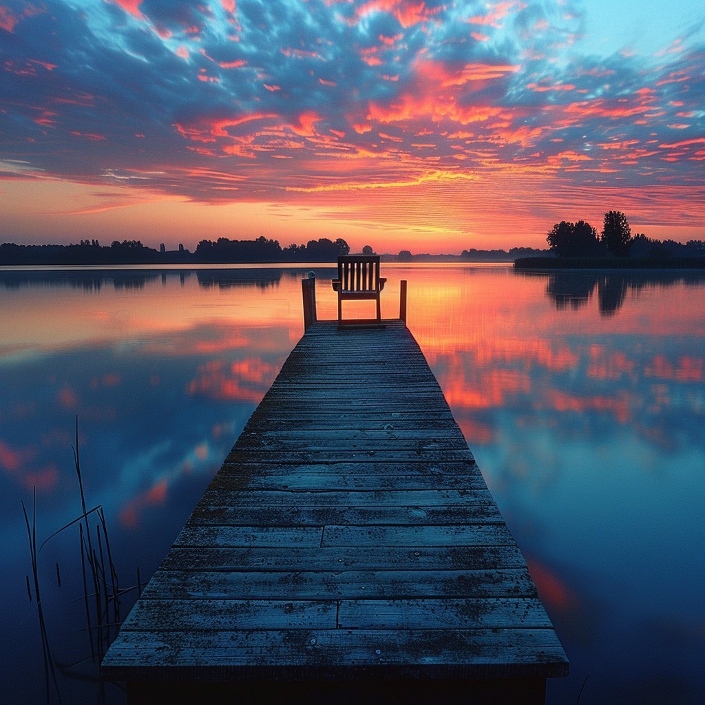 Free Sunset Lake View Image - Sunset, Lake, Pier | Download at StockCake