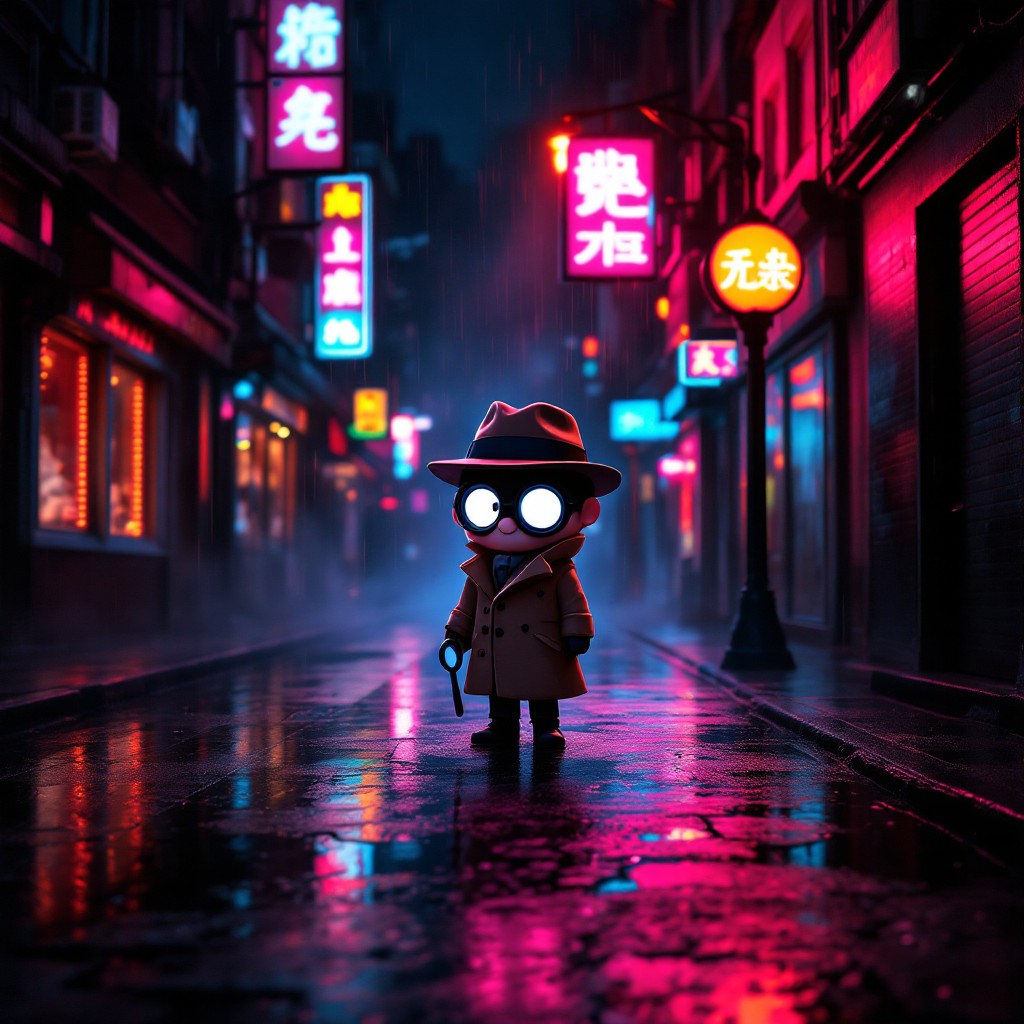 Free Cute Noir Mystery Image - Chibi, Detective, Neon | Download at ...