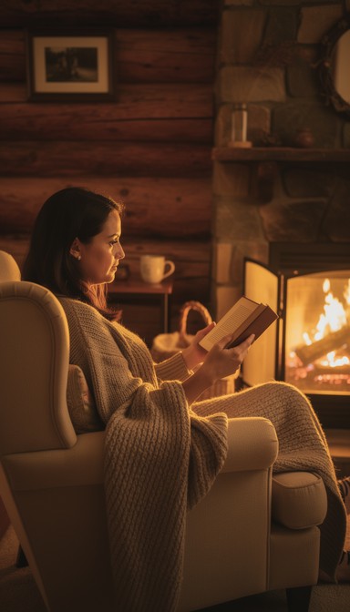 Fireside Rocking Chair Reading Free Cozy Fireside Reading Image - Woman, Reading, Fireplace | Download ...