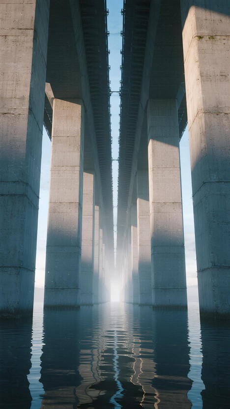 Free Concrete Cathedral Reflections Image - Bridge, Concrete, Columns ...