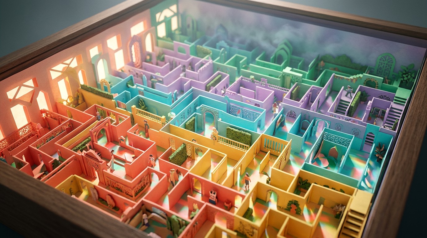 Free Colorful Paper Maze Image - Papercraft, Diorama, Maze | Download ...