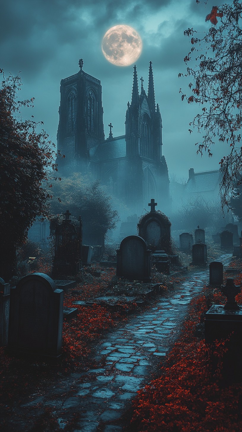 Free Misty Gothic Cemetery Image - Cemetery, Fog, Moon | Download at ...