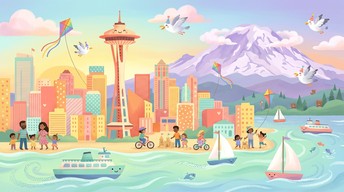 Free Whimsical Seattle Illustration Image - Seattle, Illustration ...