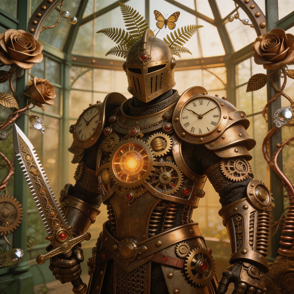 Free Clockwork Garden Guardian Image - Steampunk, Knight, Clockwork ...