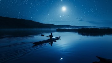 Free Moonlit Kayaking Adventure Image - Moonlight, Kayaking, River ...
