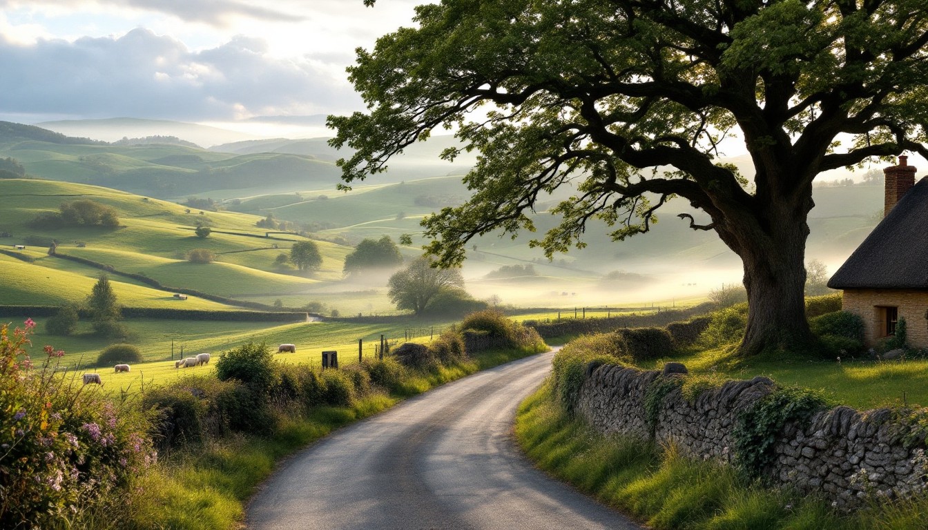Free Peaceful English Countryside Image - Countryside, Cottage