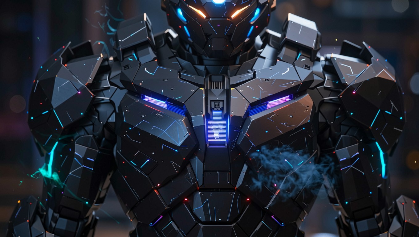 Free Neon Combat Exoskeleton Photo - Futuristic, Armor, Cyberpunk ...